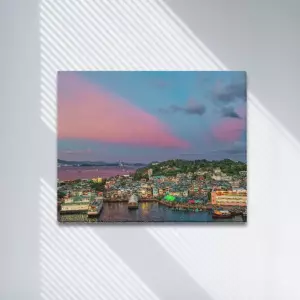 Anti-crepuscular Rays at Sunset over Cheung Chau Framed Canvas Print 20x16 inches