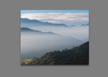 Morning at Qingjing Farm Taiwan Framed Canvas Print 20×16 inches